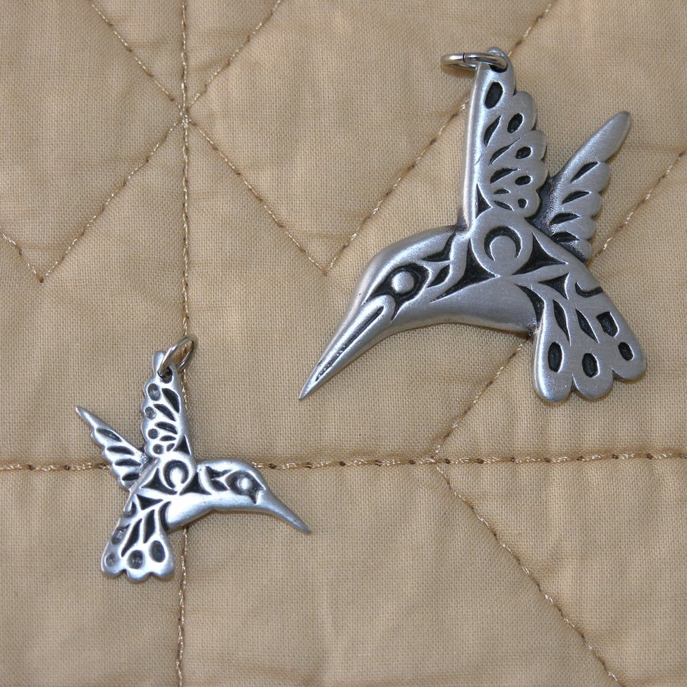 Hummingbirds 2 Fine Pewter Pendants